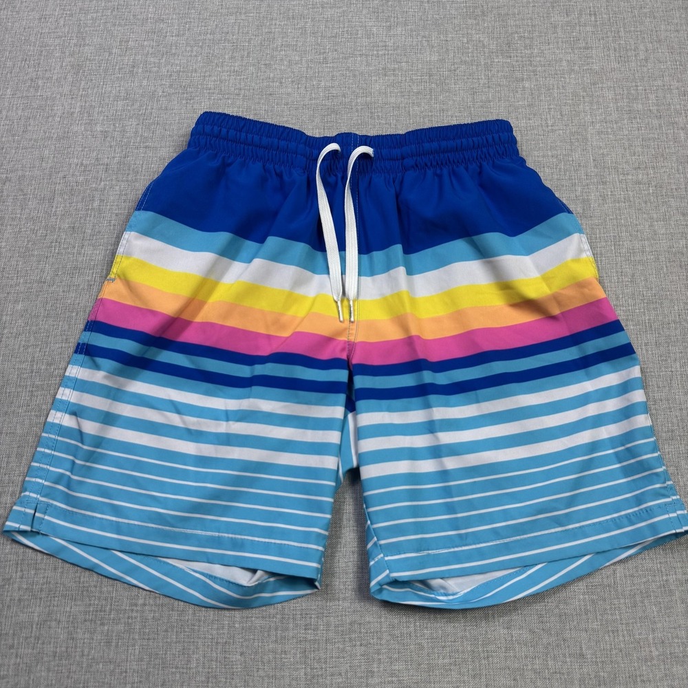 Chubbies 5.5" Swim Trunks Shorts Men Small Blue Striped Lined Drawstring Pockets